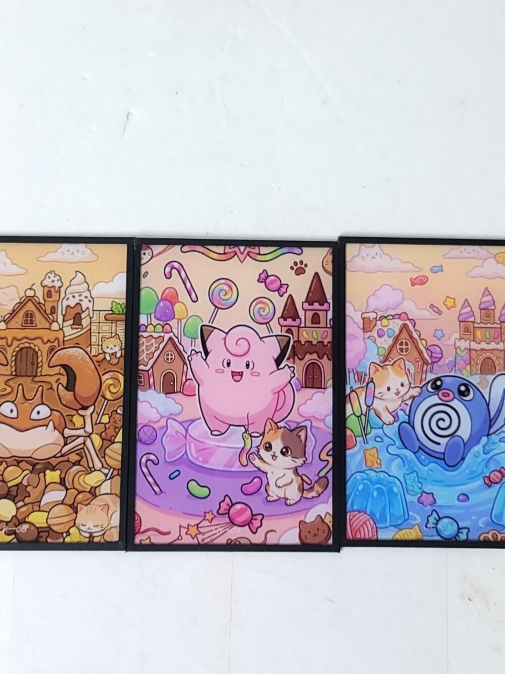 Pokemon Clefairy Krabby Neko Cats Card Anime Art Oversized Board A6 Lot of 3
